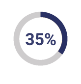 35% represented in a circle pie chart